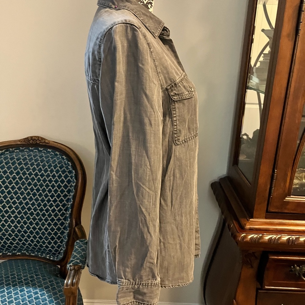 Chico’s Gray Wash Chambray Button Up - image 3